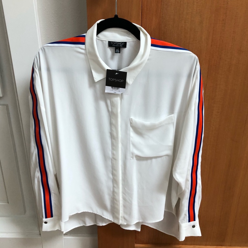 Top shop white silk blouse. Never been worn.